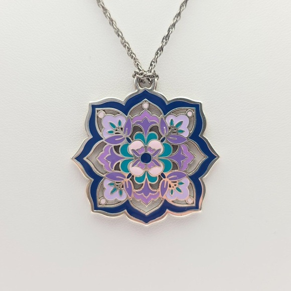Brighton Jewelry - BRIGHTON "Casablanca Jewel" Necklace Reversible Crystals Enamel Silver Plate 18"